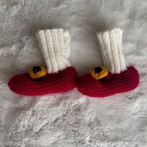 Hand-Knit Christmas Baby Booties